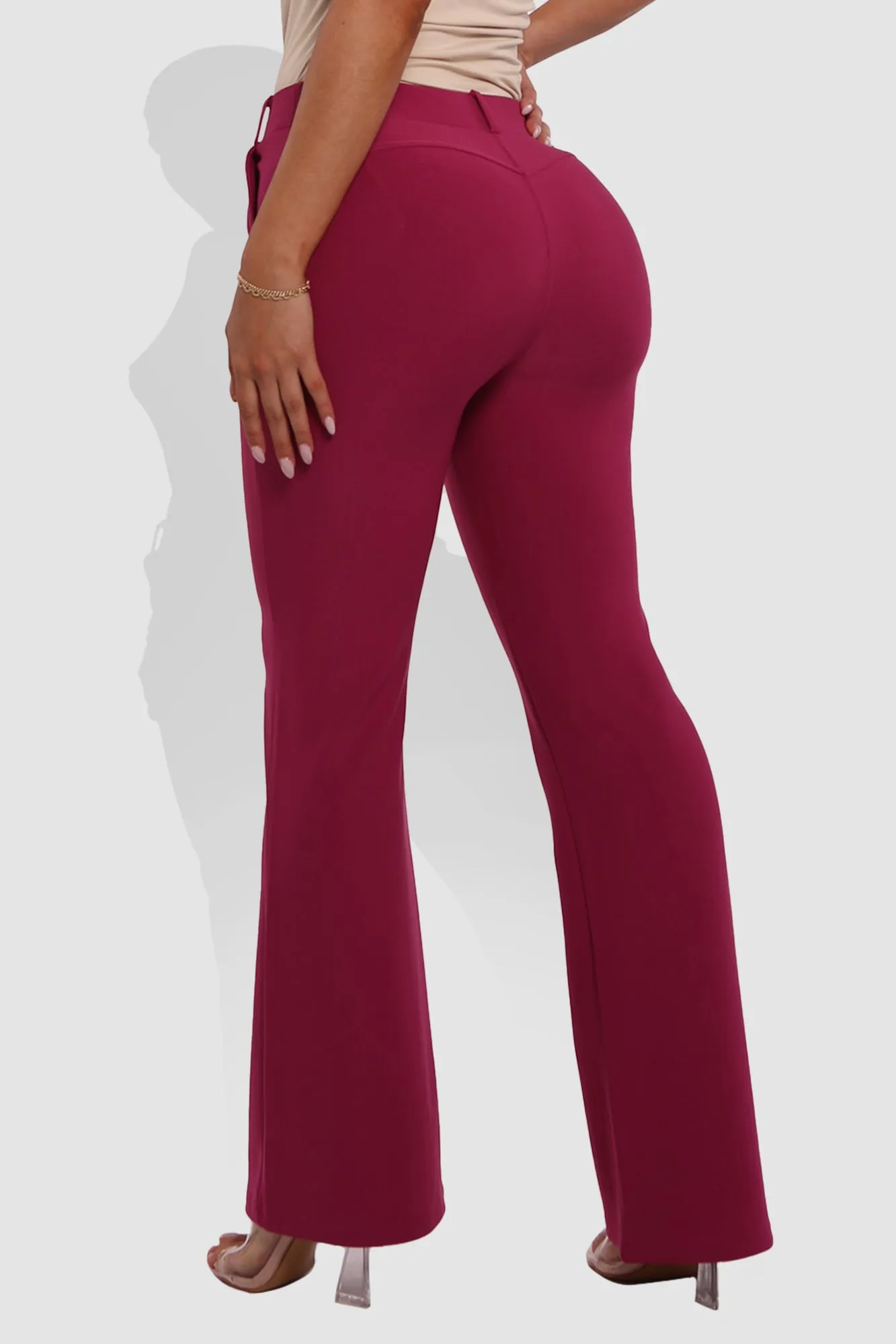 High Rise Pull On Sculpting Flare Pants - Magenta