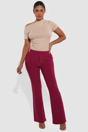 High Rise Pull On Sculpting Flare Pants - Magenta