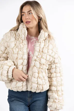 Higher Heights Ecru Bubble Puffer Jacket FINAL SALE