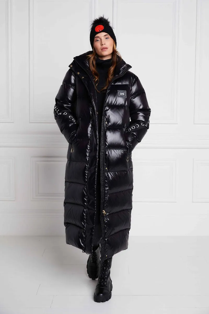 Holland Cooper Camden Longline Puffer Jacket in Black