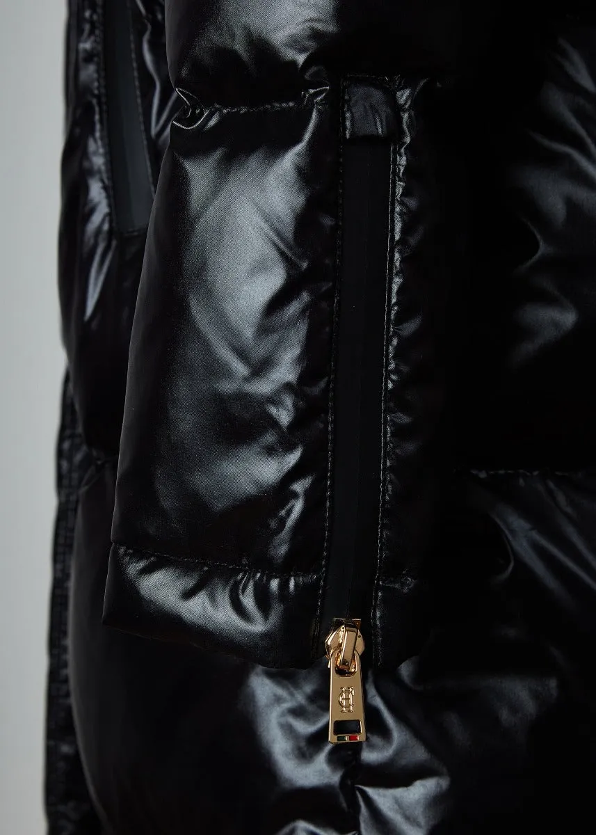 Holland Cooper Camden Longline Puffer Jacket in Black