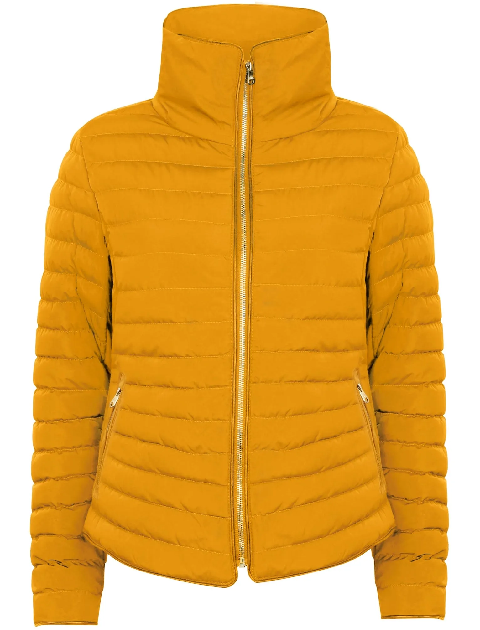 Honey 2 Funnel Neck Quilted Jacket in Old Gold - Tokyo Laundry