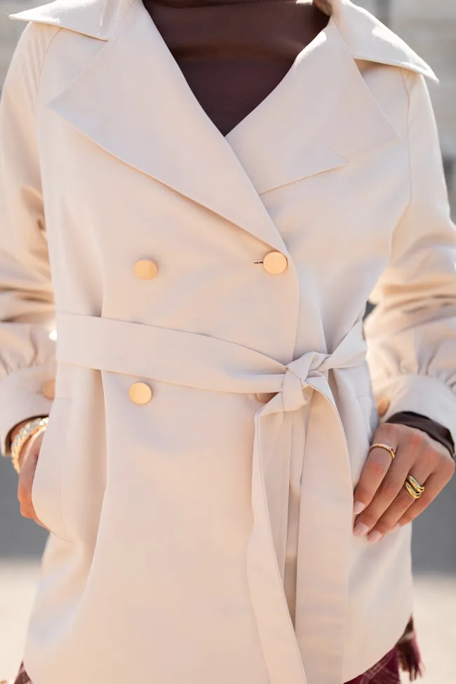 In The Trenches Beige Mid Length Trench Coat FINAL SALE