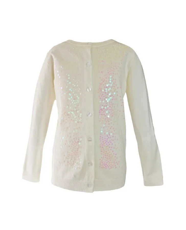 Ivory Front Sequin Long Sleeve Cardigan