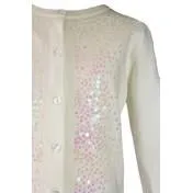 Ivory Front Sequin Long Sleeve Cardigan