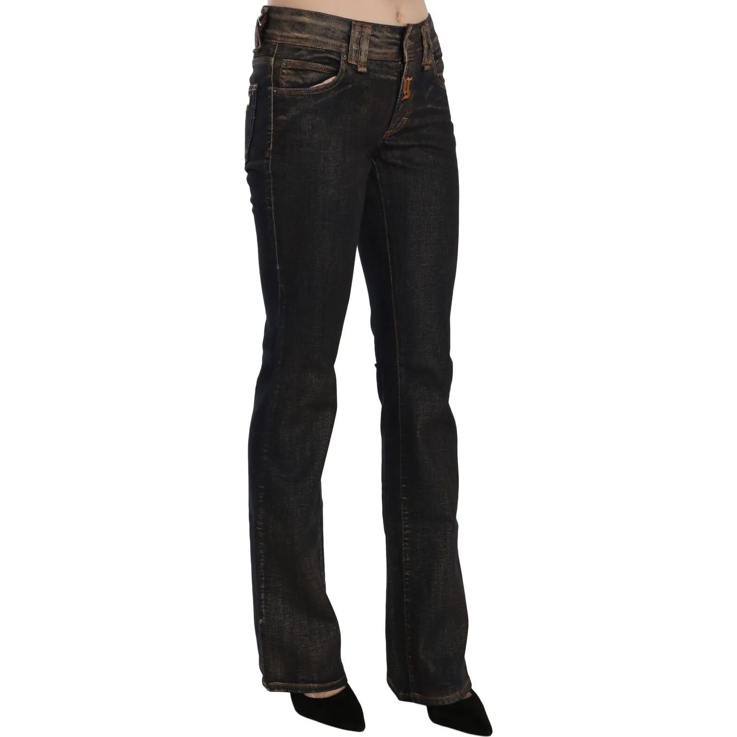 John Galliano Chic Flared Mid Waist Black Denim