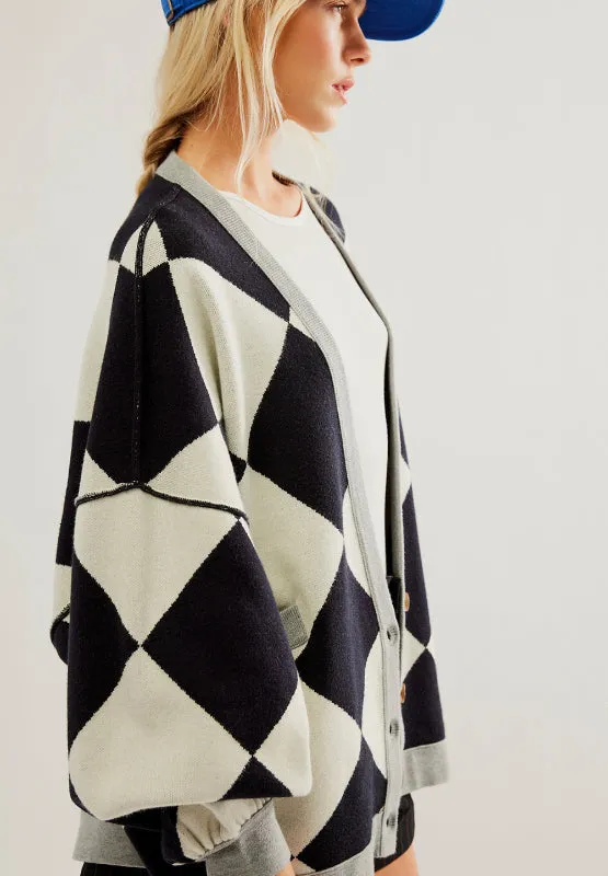 kesley Color Block Button Down Long Sleeve Cardigan