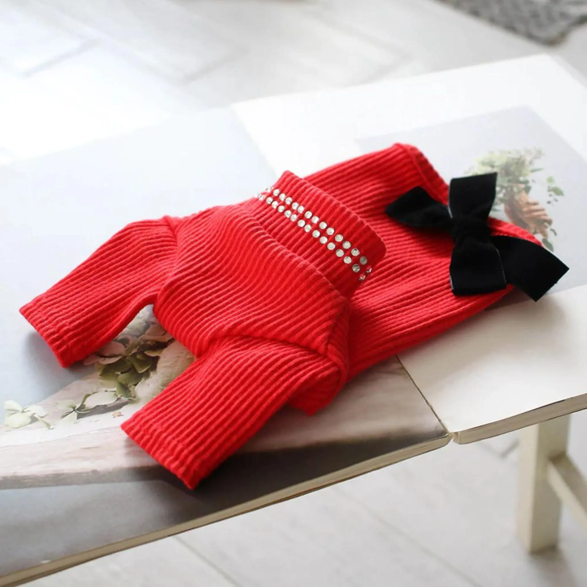 Korean Style Red Bling Bling Pet Dog Turtleneck by PopDog