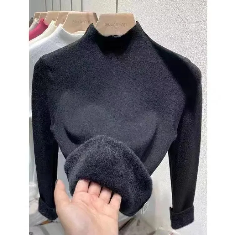 Korean Winter Turtleneck Pullover: Cozy Fleece Chic for Fashionistas