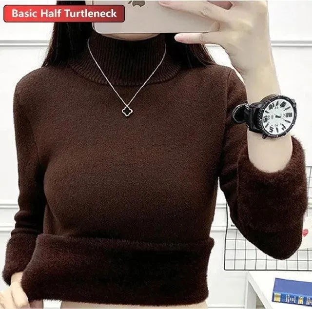 Korean Winter Turtleneck Pullover: Cozy Fleece Chic for Fashionistas