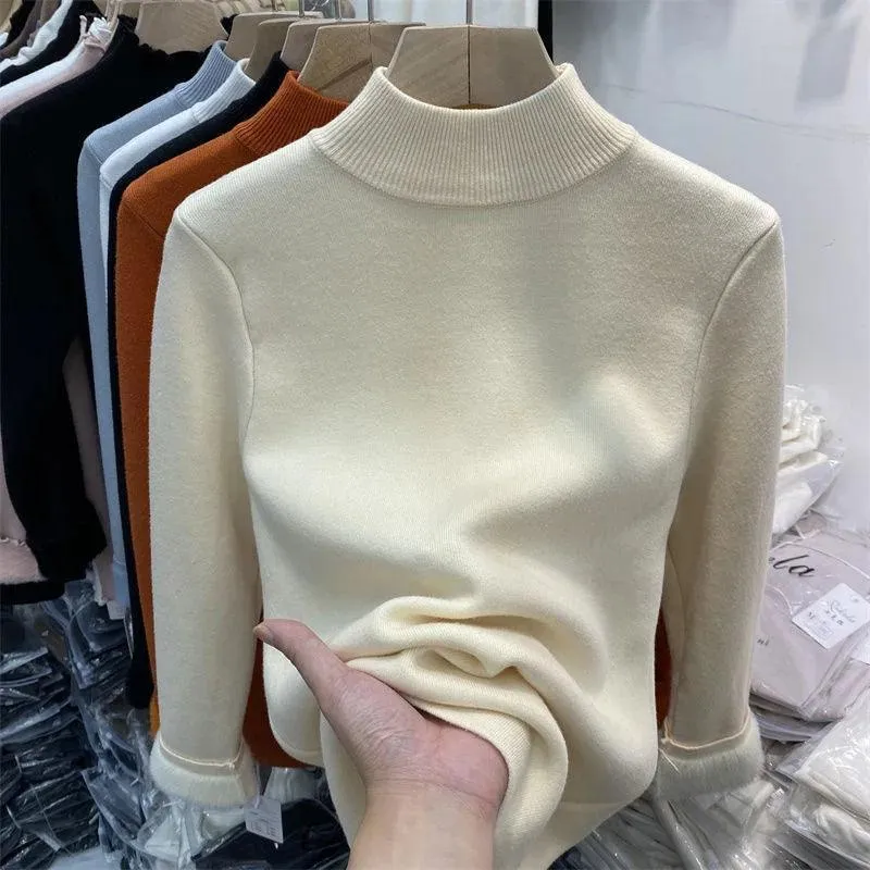 Korean Winter Turtleneck Pullover: Cozy Fleece Chic for Fashionistas