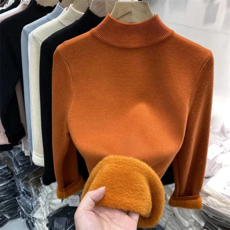 Korean Winter Turtleneck Pullover: Cozy Fleece Chic for Fashionistas