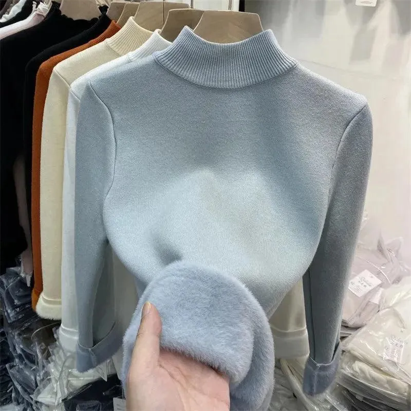 Korean Winter Turtleneck Pullover: Cozy Fleece Chic for Fashionistas