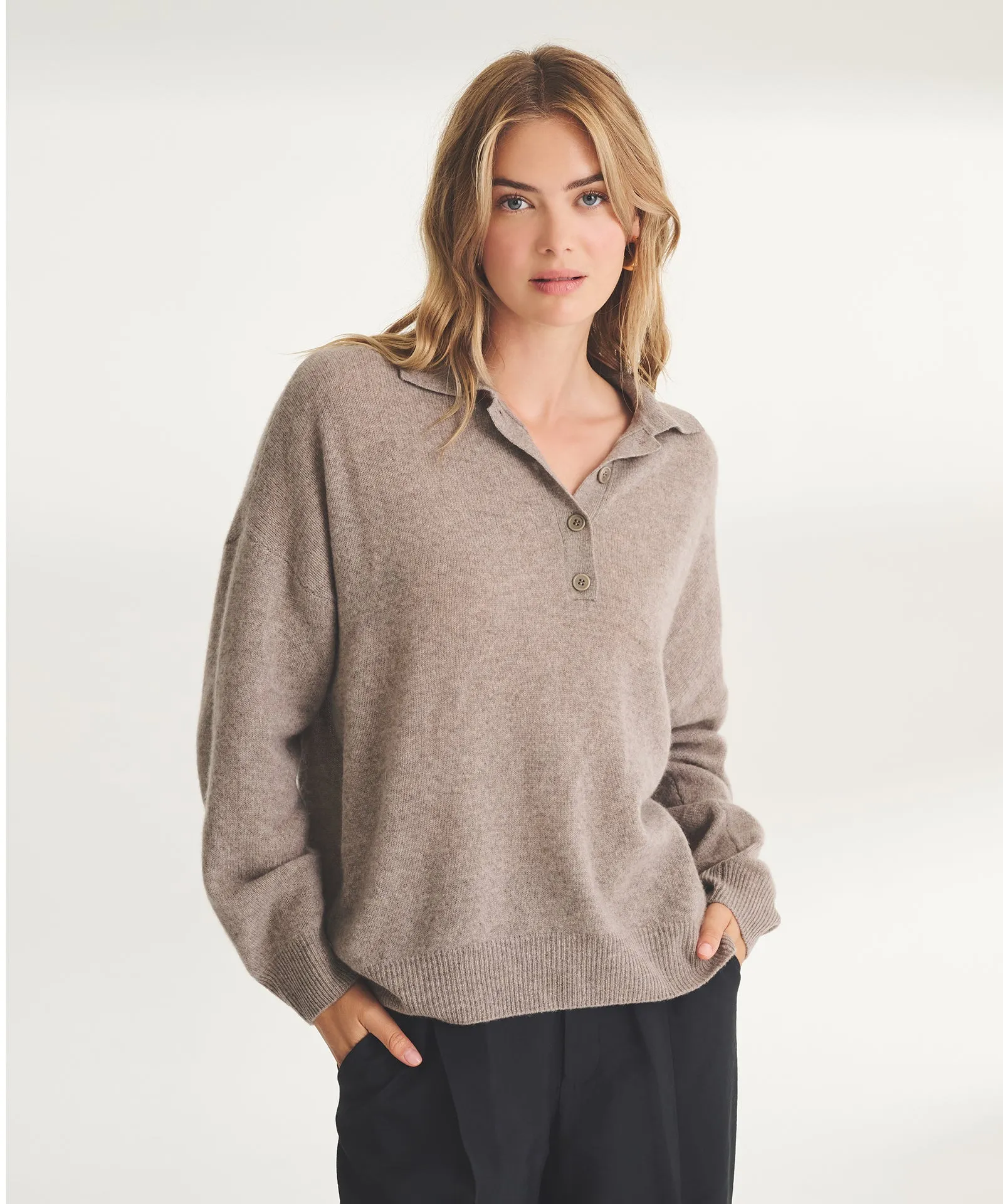 Lightweight Cashmere Oversized Polo