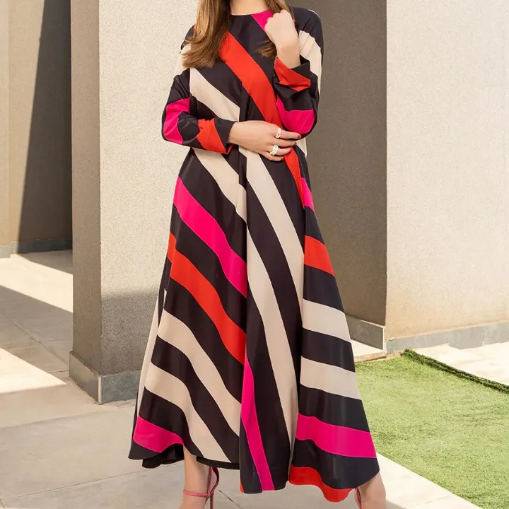 Lounge Wear Striped Printed Kaftan Top MAX002