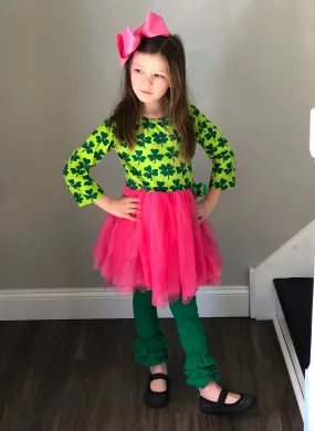 Lucky Clover Party dress   Green Legging