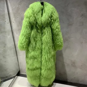 Luxury Real Mongolian Fur Coat - Long Length