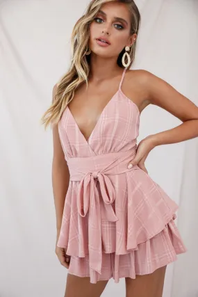 Maddox Fit & Flare Summer Romper Blush