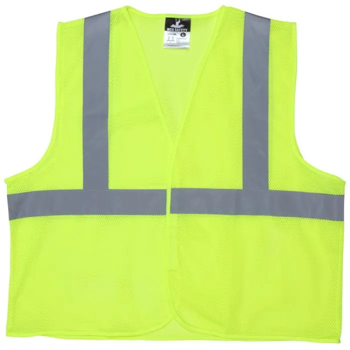 MCR Safety V2CL2ML High Visibility Mesh Fabric Reflective Safety Vest, Hi Vis Lime, 1 Each