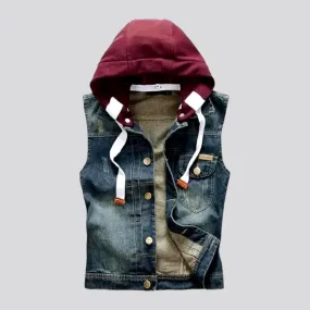 Medium-wash men's denim vest