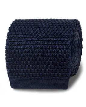 Navy Knitted Silk Tie