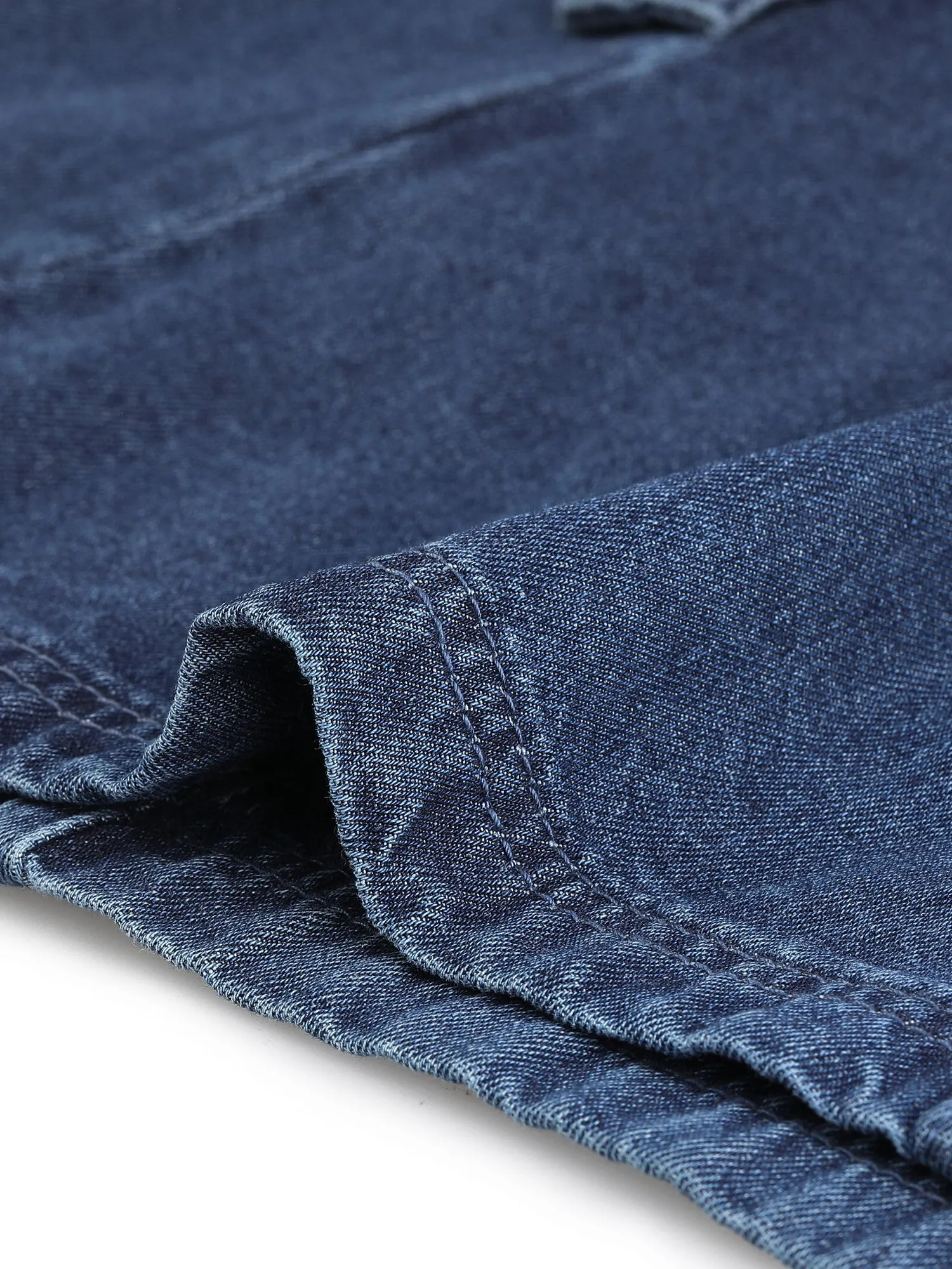 Notched Lapel Belted Trench Long Jean Denim Jacket