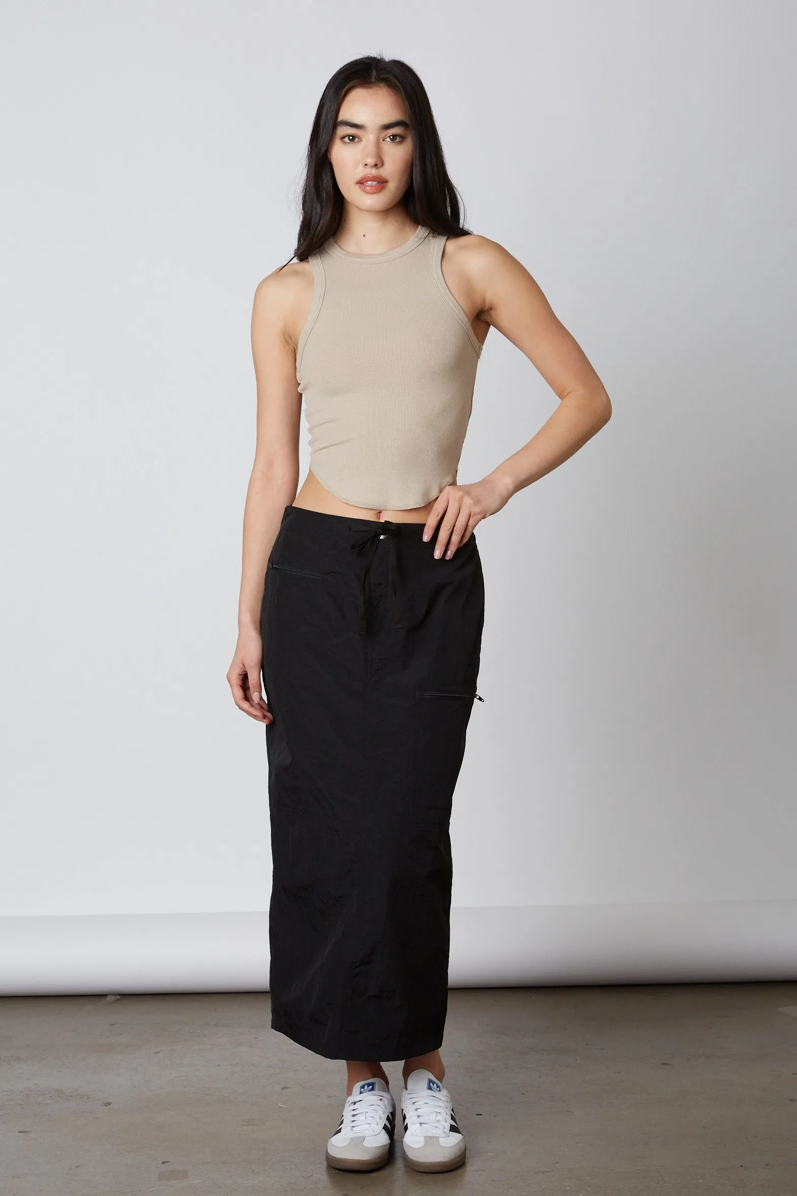 Nylon Cargo Midi Skirt