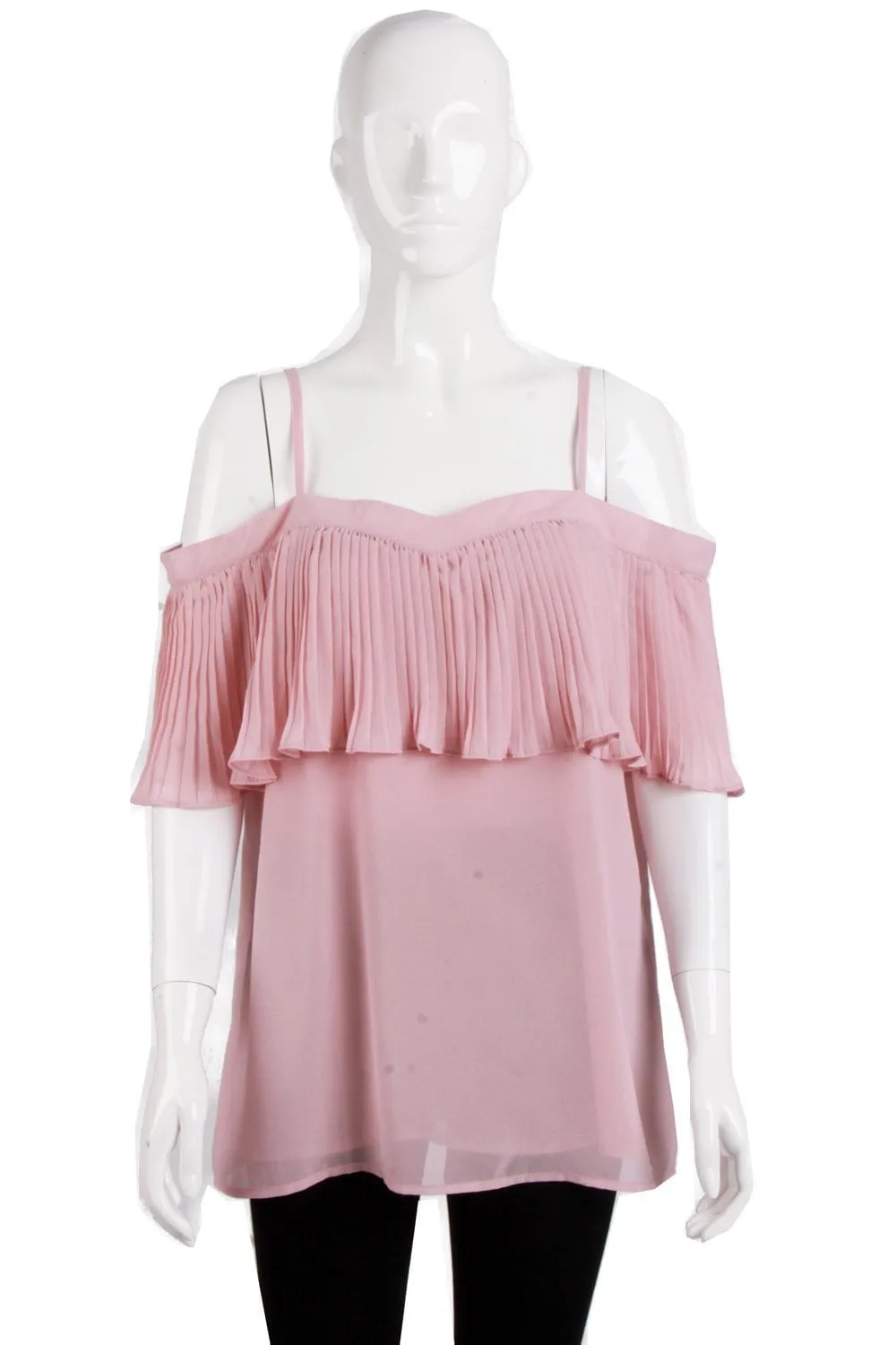 Off Shoulder Pleated Ruffle Strappy String Vest Cami Top