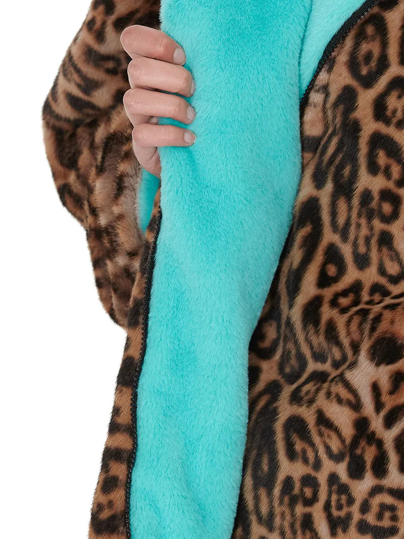 Oversized Leopard Fur Jacket