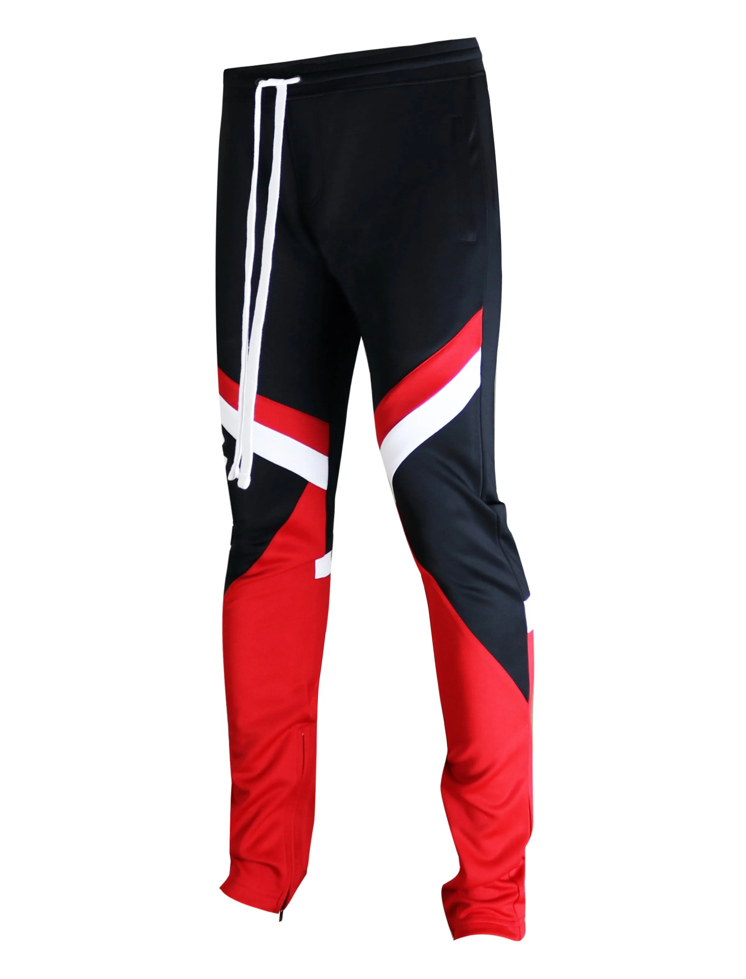 P11030-COLOR BLOCK TRACK PANTS-BLACK/RED