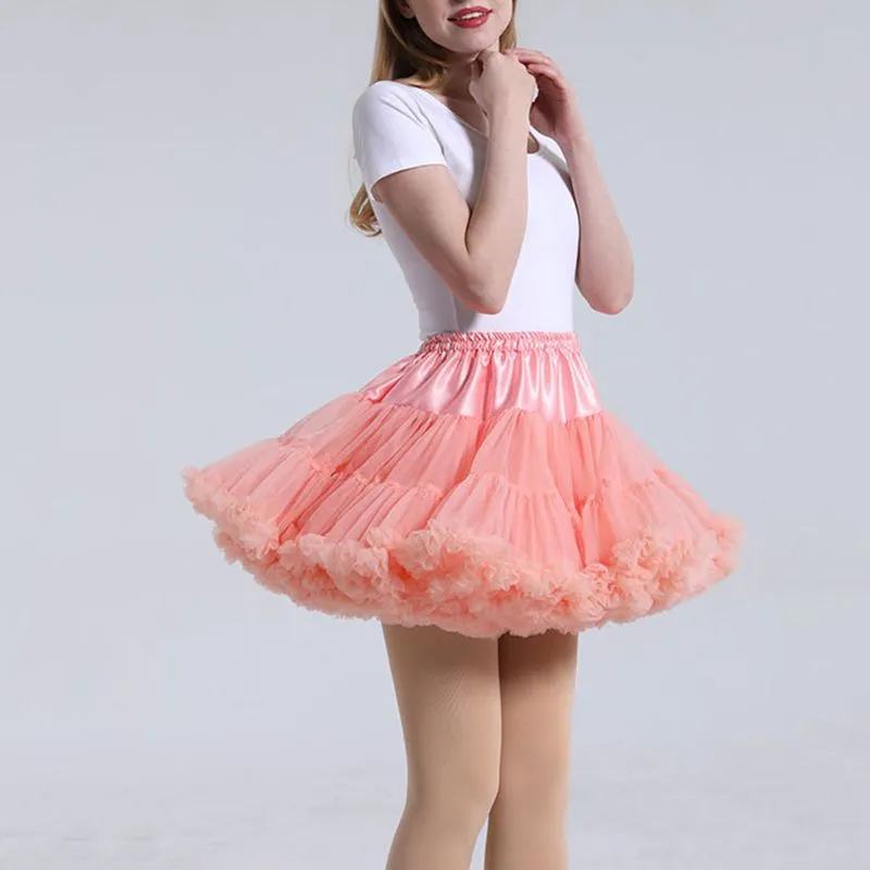 Pastel Pink Ballerina Tulle Tutu Skirt Puffy Ruffle Layered Lolita Petticoat Underskirt