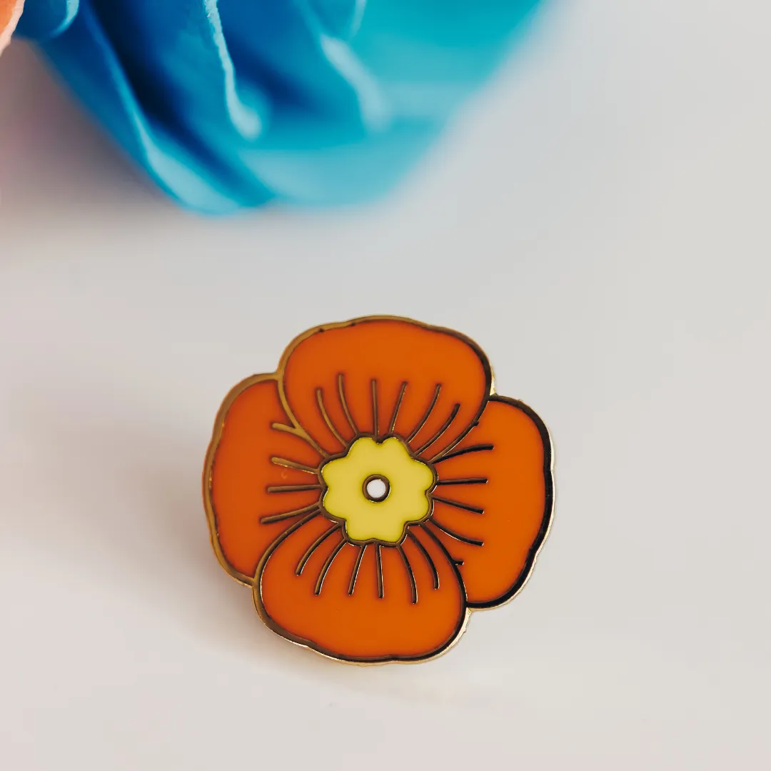 Peach Poppy Enamel Pin