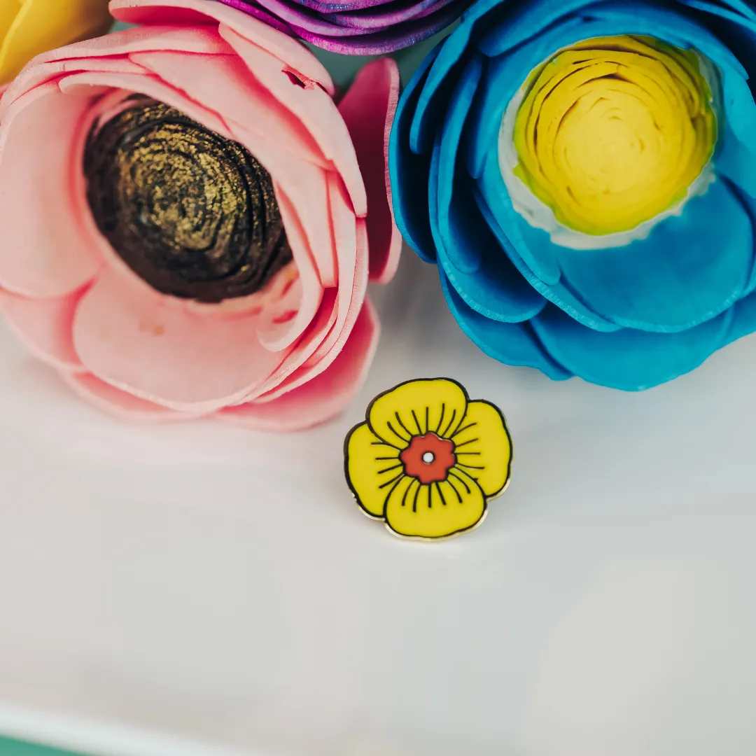 Peach Poppy Enamel Pin