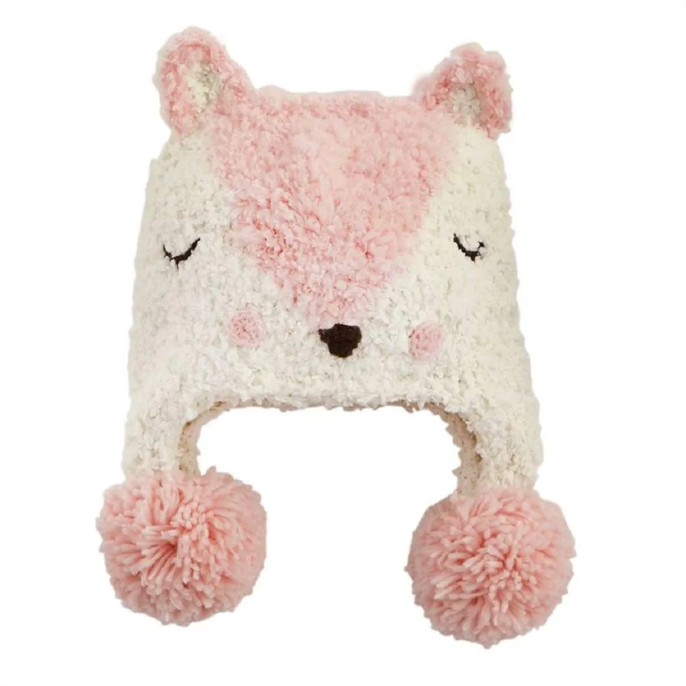 Pink Fox Knitted Hat