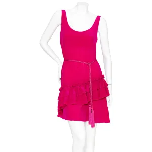 Pink Silk Georgette Ruffled Dress