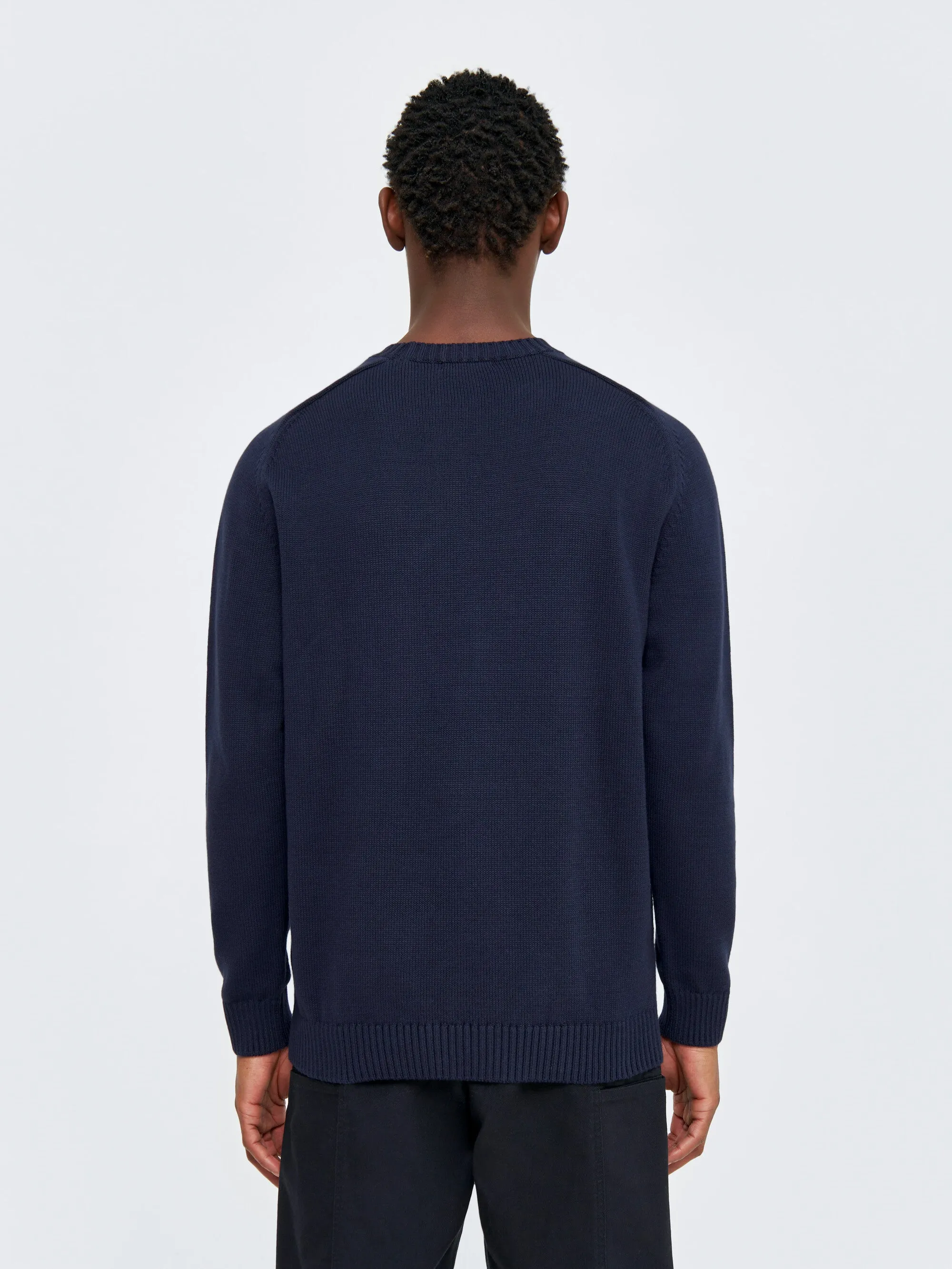 Plain knitted crew neck - Night Sky