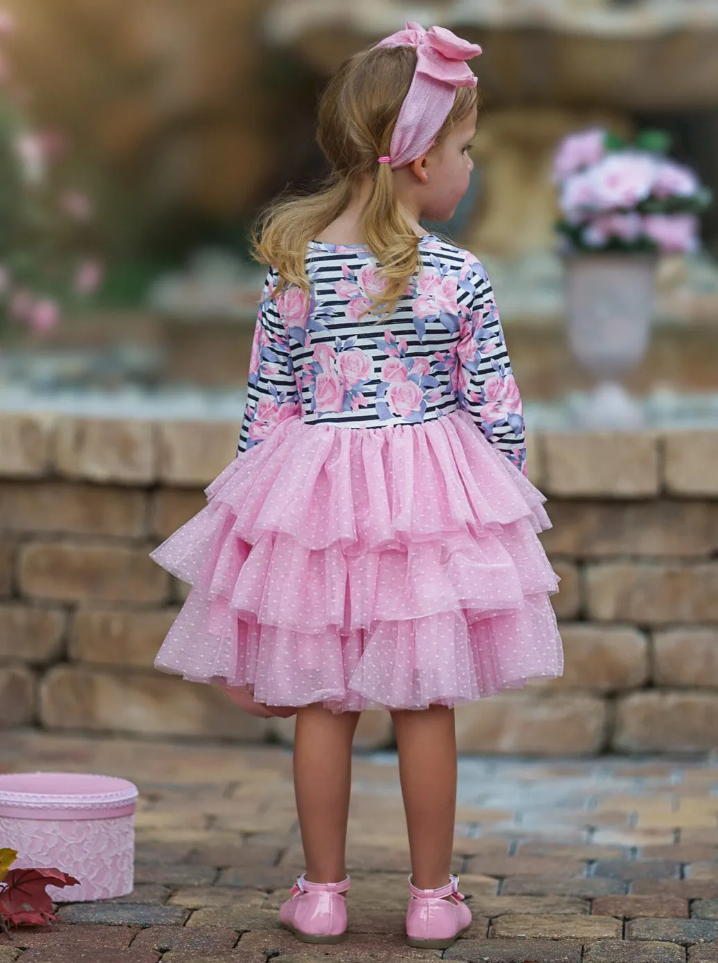 Pretty Pirouettes Pink Striped Ruffle Tutu Dress