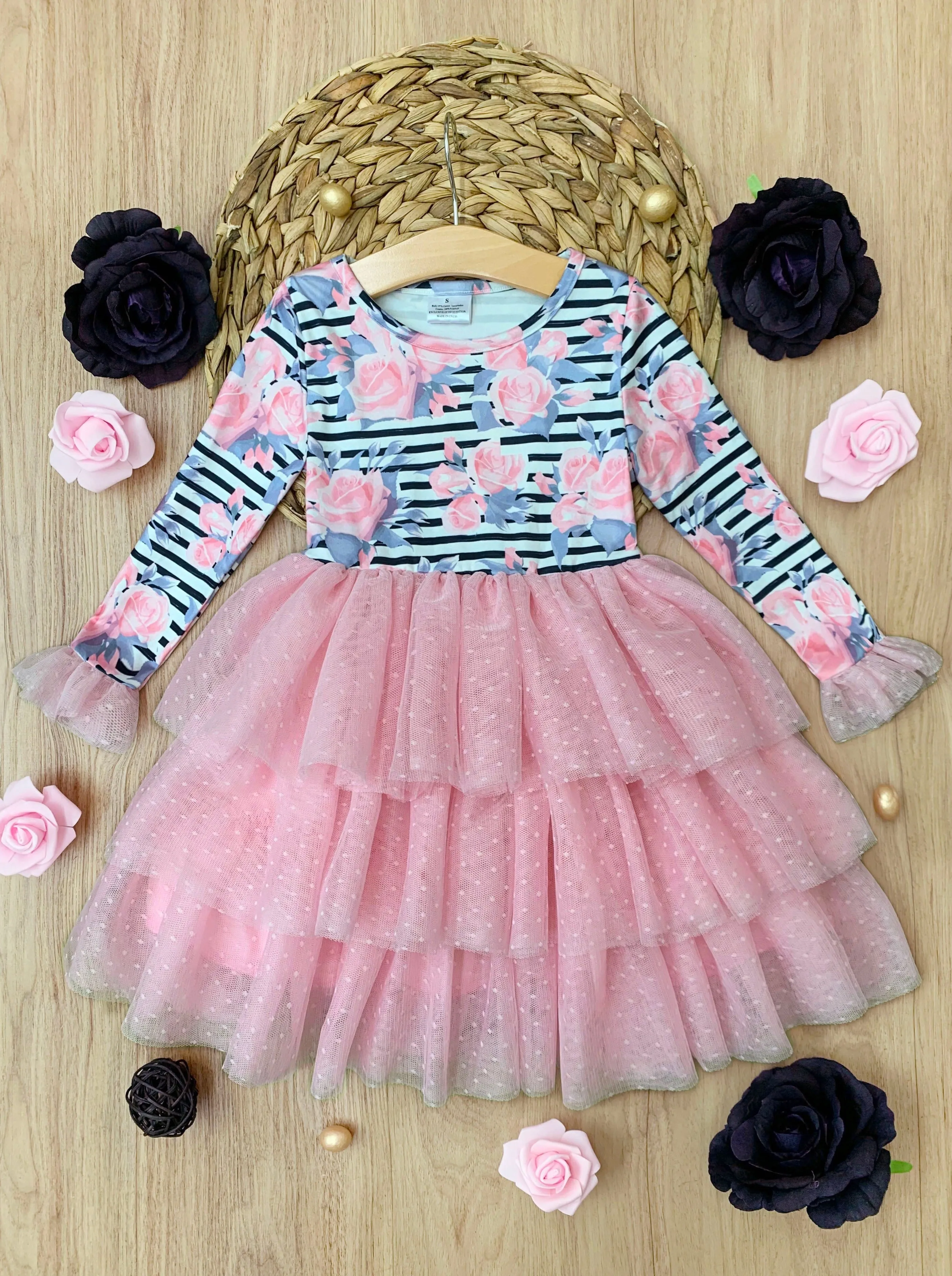 Pretty Pirouettes Pink Striped Ruffle Tutu Dress