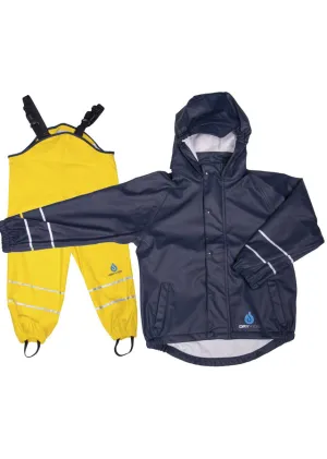 PU Splash Navy/Yellow Jacket & Dungaree Set