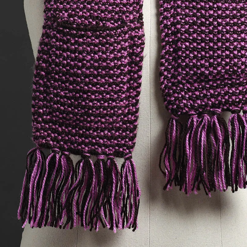 Purple - Kumaun Hand Knitted Woolen Muffler with Pockets 41