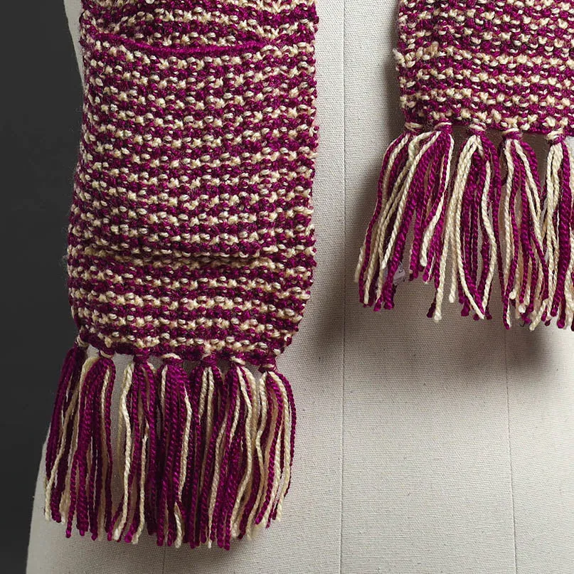 Purple - Kumaun Hand Knitted Woolen Muffler with Pockets 43