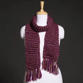 Purple - Kumaun Hand Knitted Woolen Muffler with Pockets