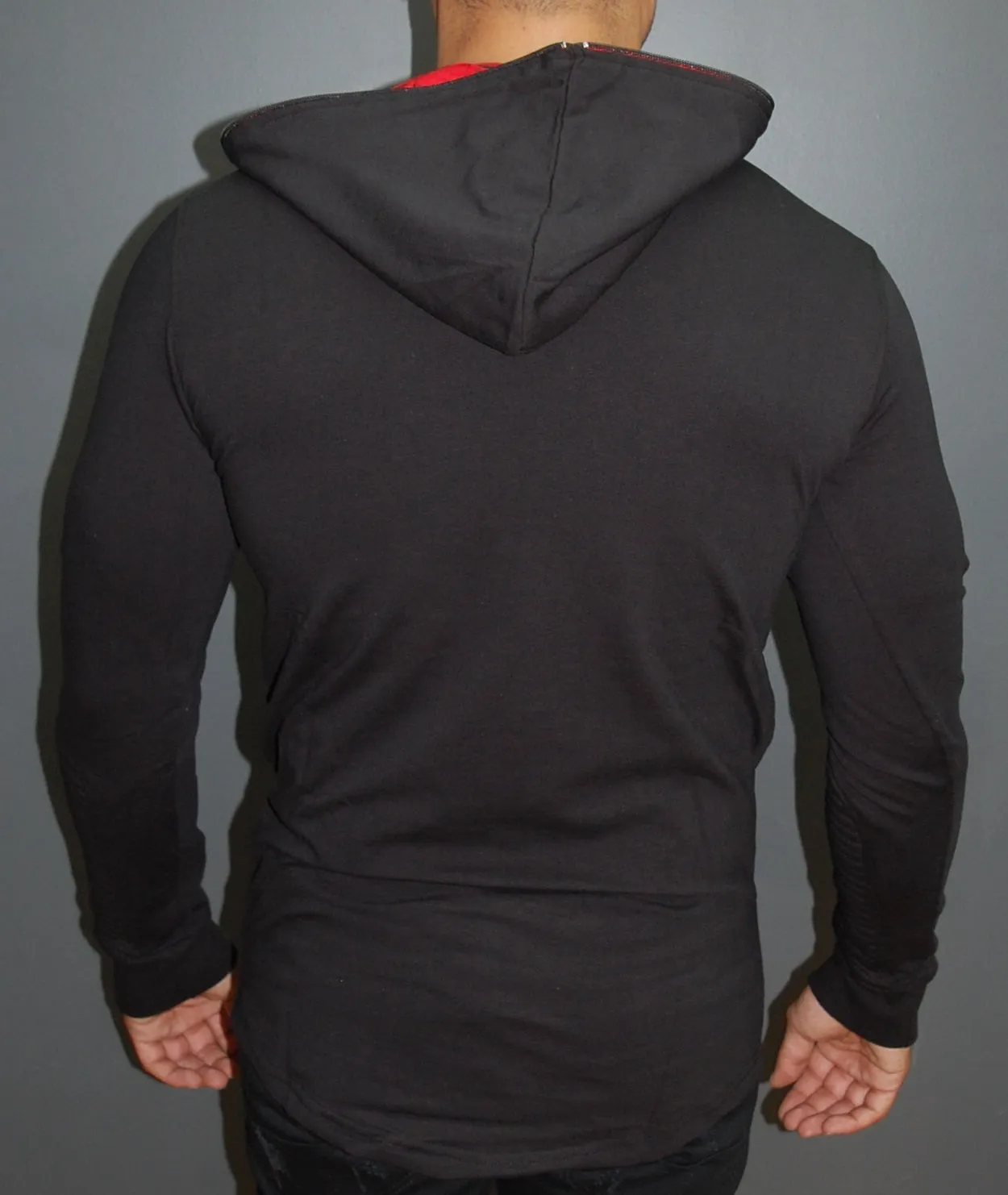 R&R Men Stylish Side Zipper Hoodie Sweater - Black