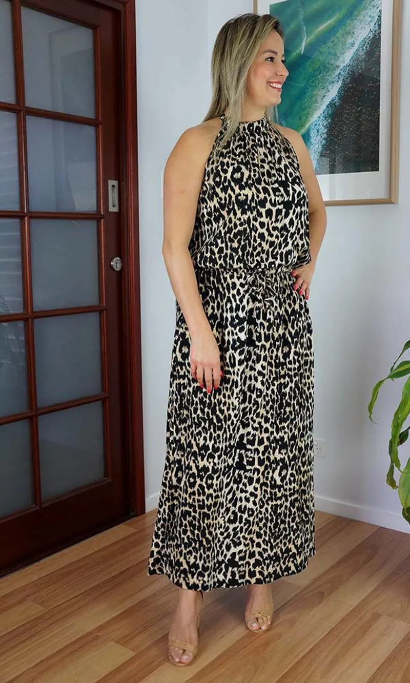 Rayon Dress Chloe Long Leopard, More Colours