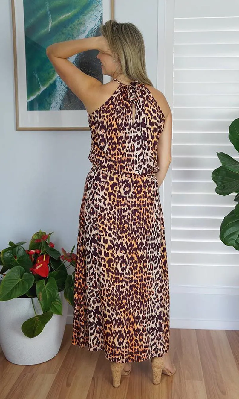 Rayon Dress Chloe Long Leopard, More Colours