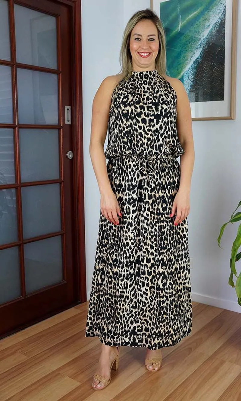 Rayon Dress Chloe Long Leopard, More Colours