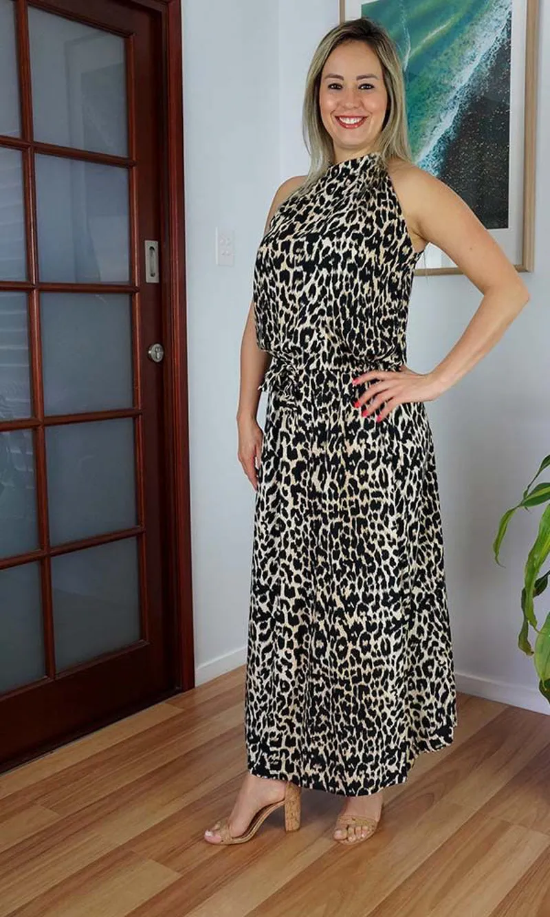 Rayon Dress Chloe Long Leopard, More Colours