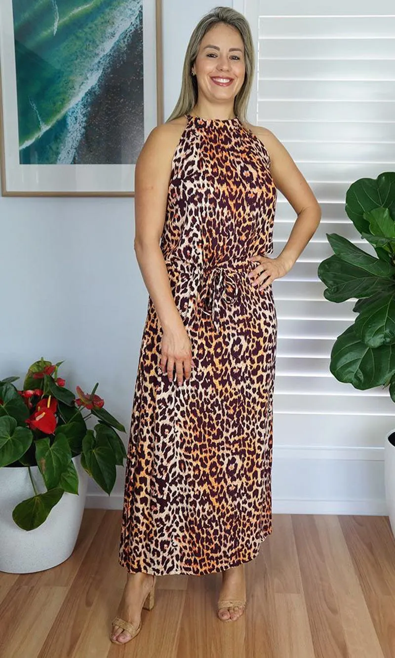 Rayon Dress Chloe Long Leopard, More Colours