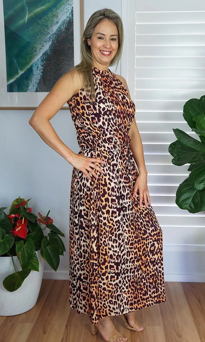 Rayon Dress Chloe Long Leopard, More Colours