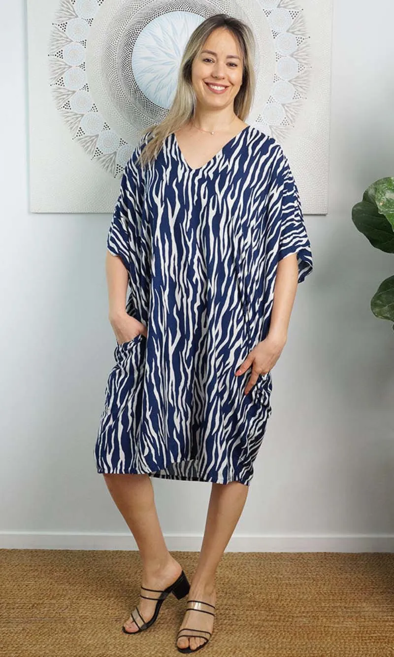 Rayon Dress Resort Zebra, More Colours